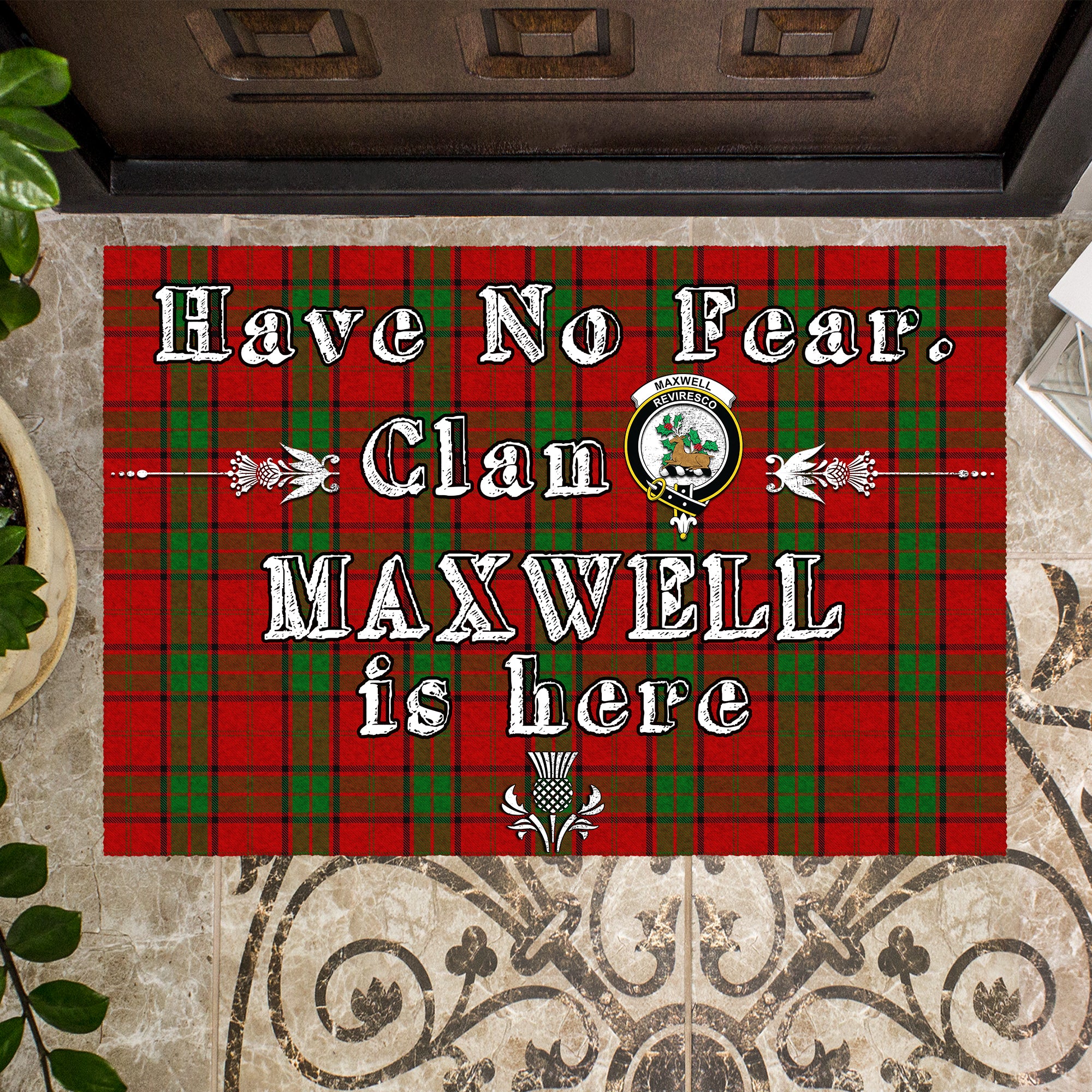 maxwell-clan-tartan-door-mat-family-crest-have-no-fear-tartan-door-mat