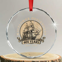 Mayflower Descendant Crystal Glass Ornament 405 Years Pilgrim Fathers Thanksgiving History - Wonder Print Shop