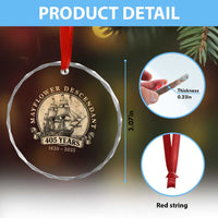 Mayflower Descendant Crystal Glass Ornament 405 Years Pilgrim Fathers Thanksgiving History TS11