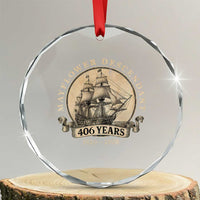 Mayflower Descendant Crystal Glass Ornament 406 Years Pilgrim Fathers Thanksgiving History