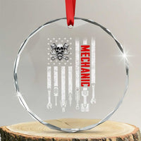 Mechanic American Flag Vintage Skull Auto Repair Handyman Crystal Glass Ornament