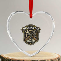 Mechanic Dad Legend In The Garage Heart Crystal Glass Ornament Funny Auto Repair Fathers Day Gift