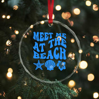 Meet Me At The Beach Crystal Glass Ornament Tropical Summer Vacation Graphic