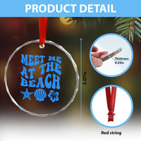 Meet Me At The Beach Crystal Glass Ornament Tropical Summer Vacation Graphic