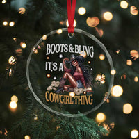 Melanin Cowgirl Crystal Glass Ornament Boots & Bling It's A Cowgirl Thing Black History - Wonder Print Shop