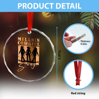 Melanin Cowgirl Swag Crystal Glass Ornament African American Cowgirls Black History Pride Retro TS02