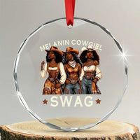 Melanin Cowgirl Swag Crystal Glass Ornament Cool African American Cowgirls Black History TS02