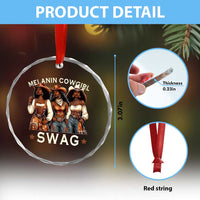 Melanin Cowgirl Swag Crystal Glass Ornament Cool African American Cowgirls Black History TS02