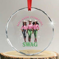 Melanin Cowgirl Swag Crystal Glass Ornament Pink Green African American Cowgirls Black History TS02