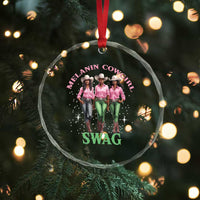 Melanin Cowgirl Swag Crystal Glass Ornament Pink Green African American Cowgirls Black History TS02