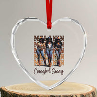 Melanin Cowgirl Swag Heart Crystal Glass Ornament African American Cowgirls Black History Pride - Wonder Print Shop