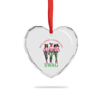 Melanin Cowgirl Swag Heart Crystal Glass Ornament Pink Green African American Cowgirls Black History - Wonder Print Shop