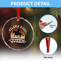 Melanin Rodeo Queen Crystal Glass Ornament Cowgirl Riding Horse African American Cowgirls Retro - Wonder Print Shop