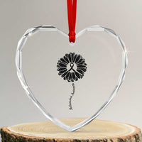 Melanoma Awareness Black Ribbon Flower Heart Crystal Glass Ornament Skin Cancer Fighter Gift