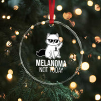 Melanoma Fighter Cat Crystal Glass Ornament Not Today Skin Cancer Awareness