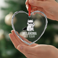 Melanoma Fighter Cat Heart Crystal Glass Ornament Not Today Skin Cancer Awareness