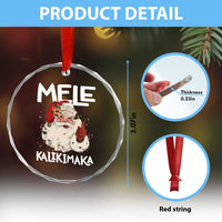 Mele Kalikimaka Crystal Glass Ornament Hawaii Christmas Party Santa TS10