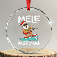 Mele Kalikimaka Crystal Glass Ornament Santa Water Skiing Summer Beach Hawaiian Christmas In July TS10
