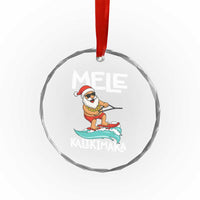 Mele Kalikimaka Crystal Glass Ornament Santa Water Skiing Summer Beach Hawaiian Christmas In July TS10