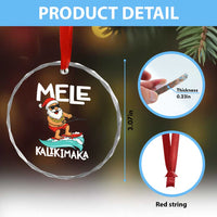 Mele Kalikimaka Crystal Glass Ornament Santa Water Skiing Summer Beach Hawaiian Christmas In July TS10