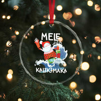 Mele Kalikimaka Crystal Glass Ornament Surfing Cute Santa Hawaiian Christmas TS09