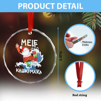 Mele Kalikimaka Crystal Glass Ornament Surfing Cute Santa Hawaiian Christmas TS09