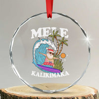Mele Kalikimaka Hawaii Christmas Surfing Santa Crystal Glass Ornament Summer Beach Hawaii Xmas In July TS10