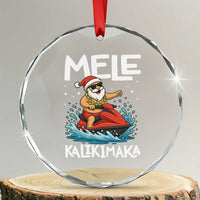 Mele Kalikimaka Hawaiian Christmas Crystal Glass Ornament Funny Santa Jet Ski Summer Beach Xmas In July TS10