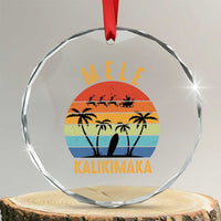 Mele Kalikimaka Hawaiian Xmas Crystal Glass Ornament Retro Hawaii Island Palm Beach Surfboard Surf Xmas Family TS10