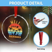 Mele Kalikimaka Hawaiian Xmas Crystal Glass Ornament Retro Hawaii Island Palm Beach Surfboard Surf Xmas Family TS10