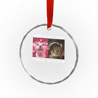Meme Cat Crystal Glass Ornament Born To Dilly Dally Forced To Lock In Funny Saying Cats TS10