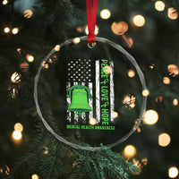 Mental Health Awarenes Crystal Glass Ornament Peace Love Hope Green Ribbon