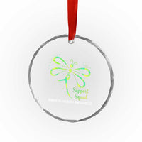 Mental Health Awarenes Crystal Glass Ornament Support Squad Green Ribbon