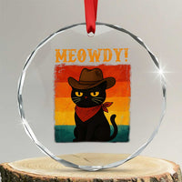 Meowdy Cowboy Cat Crystal Glass Ornament Cute Black Kitten Country Western - Wonder Print Shop