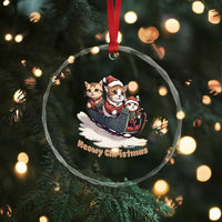 Meowy Xmas Cute Cat Sleigh Crystal Glass Ornament TS09