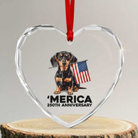 Merica Dachshund Lover Heart Crystal Glass Ornament 250th Anniversary Gift