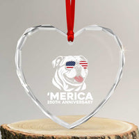 Merica English Bulldog Lover Heart Crystal Glass Ornament 250th Anniversary Gift