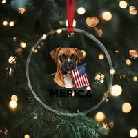 Merica Patriotic Boxer Mom Dad Gift Crystal Glass Ornament Merica 4th Of July