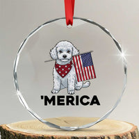 Merica Poodle Mom Dad Patriotic Gift Crystal Glass Ornament 4th Of July Pride