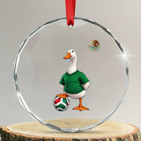 Merlin the Duck Soccer Player Mexico Fans Crystal Glass Ornament Mexican Sports Futbol Lovers Viral Animal in Green Jersey Graphic