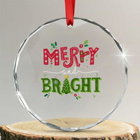Merry And Bright Christmas Tree Xmas Holiday Crystal Glass Ornament TS09