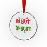 Merry And Bright Christmas Tree Xmas Holiday Crystal Glass Ornament TS09