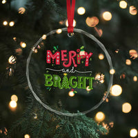 Merry And Bright Christmas Tree Xmas Holiday Crystal Glass Ornament TS09
