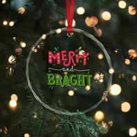 Merry And Bright Christmas Tree Xmas Holiday Crystal Glass Ornament TS09