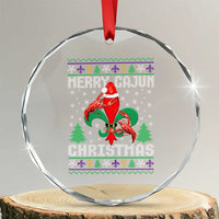 Merry Cajun Louisiana Xmas Santa Saint Symbol Crawfish Crystal Glass Ornament TS11