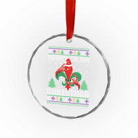 Merry Cajun Louisiana Xmas Santa Saint Symbol Crawfish Crystal Glass Ornament TS11