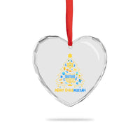 Merry Chrismukkah Heart Crystal Glass Ornament Jewish Happy Hanukkah Christmas Tree - Wonder Print Shop