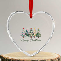 Merry Christmas Coquette Xmas Tree Heart Crystal Glass Ornament Cute Pink Bow - Wonder Print Shop