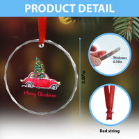 Merry Christmas Crystal Glass Ornament Vintage Xmas Tree Car - Wonder Print Shop