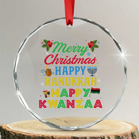Merry Christmas Hanukkah Kwanzaa Crystal Glass Ornament Funny Holiday Gift - Wonder Print Shop
